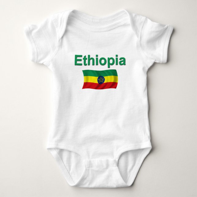 Ethiopia National Flag (w/inscription) Baby Bodysuit (Front)