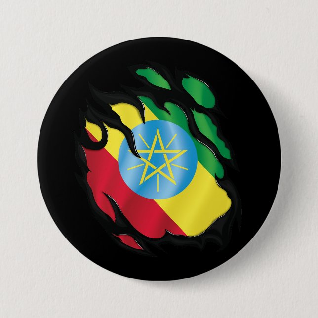 Ethiopia Ripped Flag Button (Front)