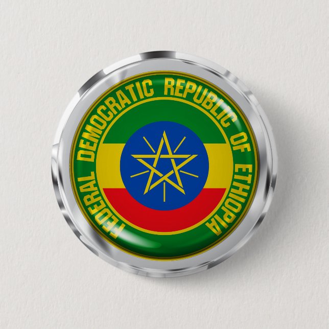 Ethiopia Round Emblem Button (Front)