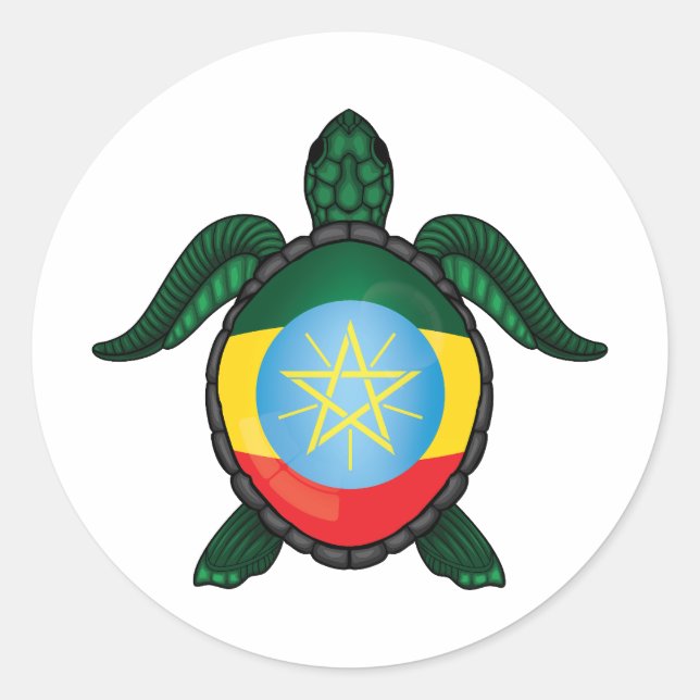 Ethiopia sea turtle flag classic round sticker (Front)