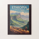 Ethiopia Shepard Herd Travel Art Vintage Jigsaw Puzzle<br><div class="desc">Ethiopia vector artwork design. From exploring the Simien Mountains to discovering the history of Lalibela and Axum,  Ethiopia offers a uniquely rich and unforgettable travel experience.</div>