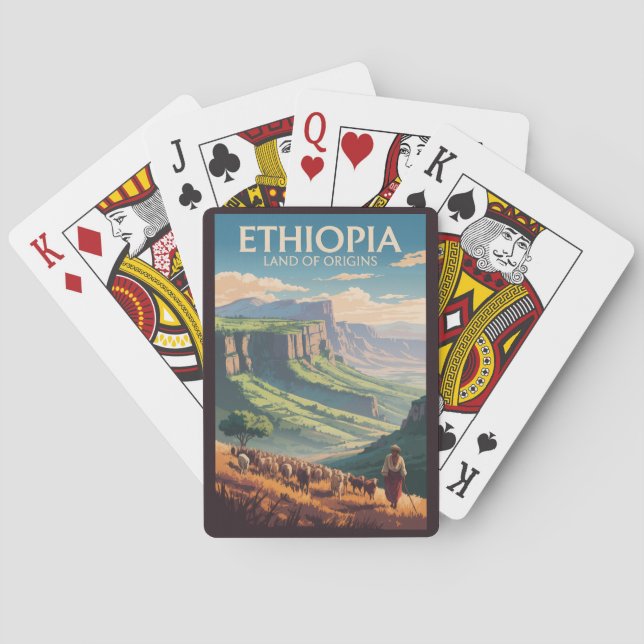 Ethiopia Shepard Herd Travel Art Vintage Poker Cards (Back)