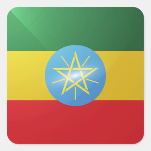 Ethiopia square glossy flag sticker