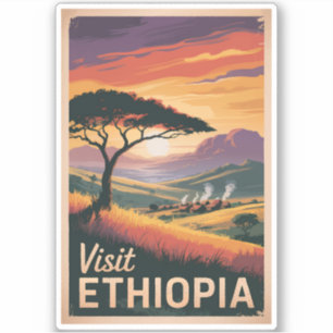 Ethiopia Sunset Travel Art Vintage Sticker