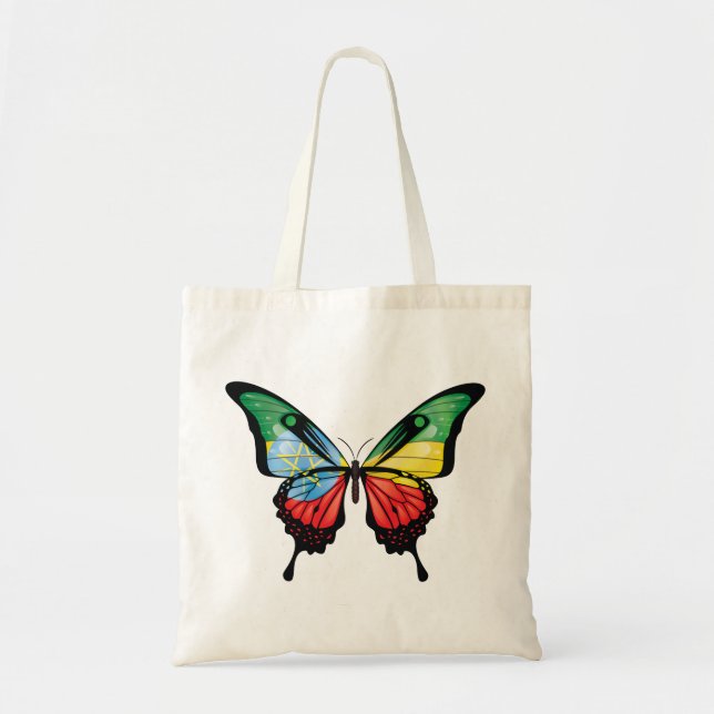 Ethiopia Swallowtail Butterfly Flag Sticker Tote Bag (Front)