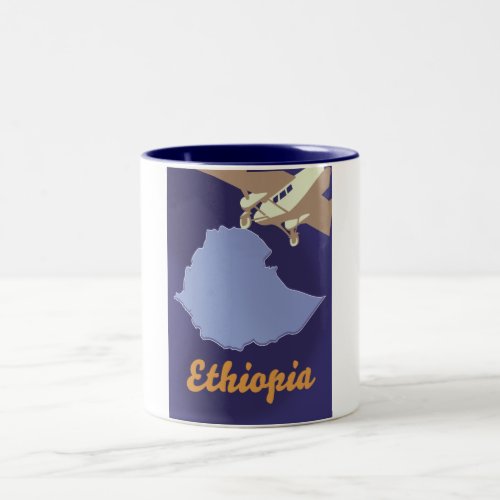 Ethiopia travel poster Two_Tone coffee mug