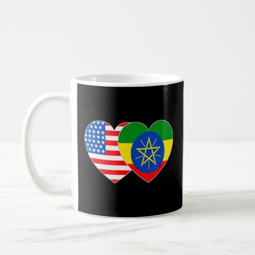 Ethiopia US Flag Twin Heart 4 Ethiopian Americans Coffee Mug