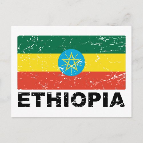 Ethiopia Vintage Flag Postcard