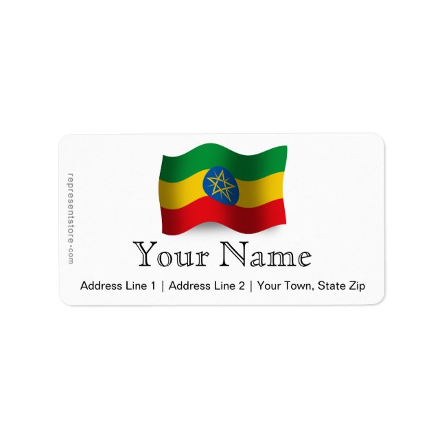 Ethiopia Waving Flag Label (Front)