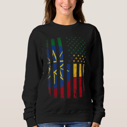 Ethiopian American Flag Ethiopian Roots Ethiopia A Sweatshirt