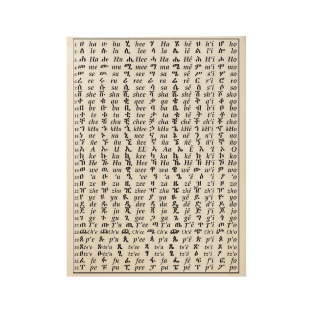 Ethiopian Amharic Alphabet Ge'ez Fidel Poster (Front)