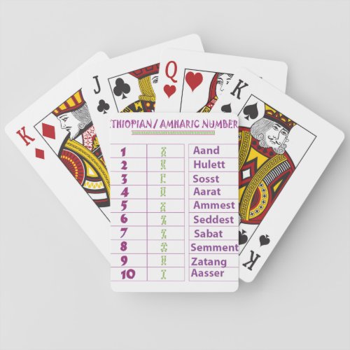 EthiopianAmharic Numbers Poker Cards