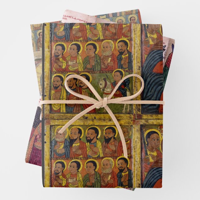 Ethiopian Black Madonna and Child with Saints Wrapping Paper Sheets (In situ)