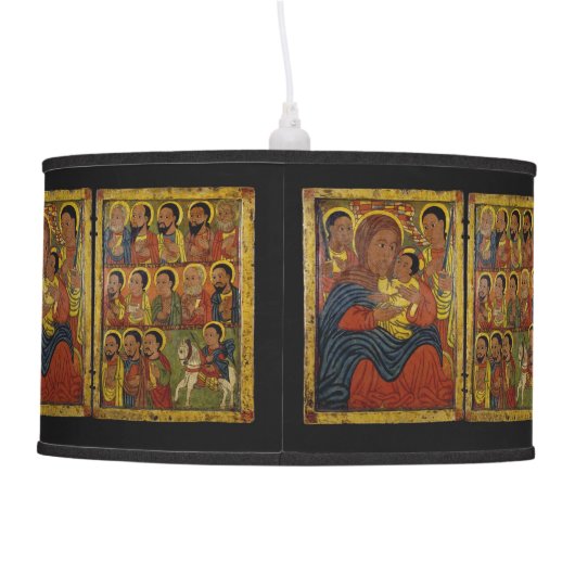 Ethiopian Black Madonna with Jesus Hanging Lamp (Back)