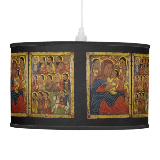 Ethiopian Black Madonna with Jesus Hanging Lamp (Left)