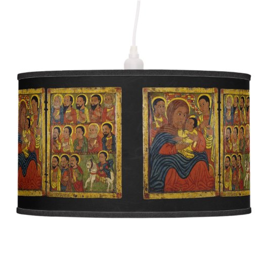 Ethiopian Black Madonna with Jesus Hanging Lamp (Front)