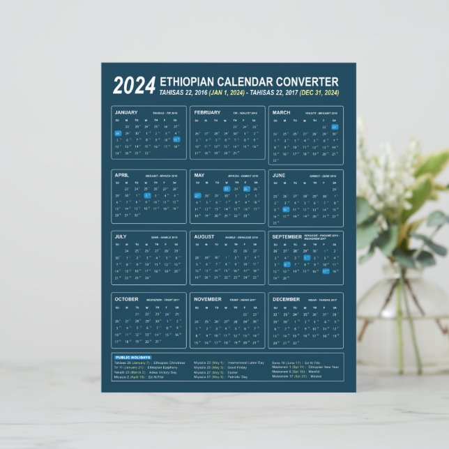Ethiopian Calendar Converter for Year 2024 Zazzle