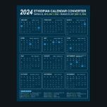 Ethiopian Calendar Converter Year 2024 Download Poster<br><div class="desc">This poster is a calendar for year 2024 that is to be used to convert Ethiopian calendar to Gregorian Calendar. It is available for download. It lists all the public holidays of Ethiopia from Januray 1st of 2024 until the end of December 2024 which falls between 2016 and 2017 of...</div>