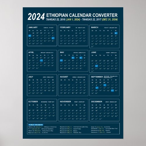 Ethiopian Calendar Converter Year 2024 Download Poster