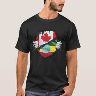 Ethiopian Canadian Hands Ripped Roots Flag T-Shirt