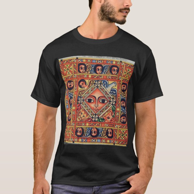 Ethiopian Church Painting - Angels Black T-Shirt (Front)