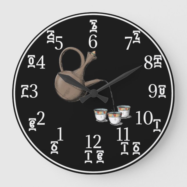 Ethiopian Coffee Clock - Amharic-English Numbers (Front)