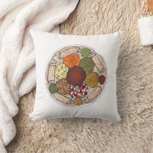 Ethiopian Cooking Food Platter Injera Wat Lentils Throw Pillow