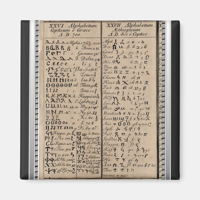 Ethiopian-Coptic Alphabet Magnet (Front)