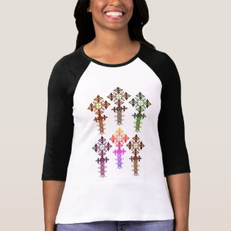 Ethiopian Cross 3/4 Sleeve Raglan T-Shirt