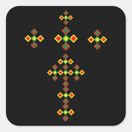 Ethiopian Cross Art Ethiopian Traditional Clothes Square Sticker