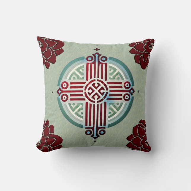 Ethiopian Cross Design Throw Pillow  (Front)
