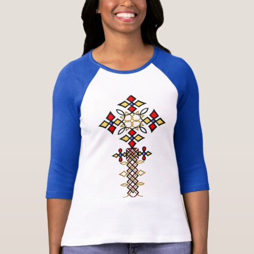 Ethiopian Cross Design Womens T_Shirt