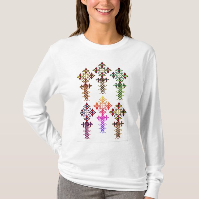 Ethiopian Cross Long Sleeve T-Shirt (Front)
