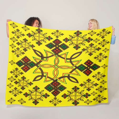 Ethiopian Cross Meskel Fleece Blanket