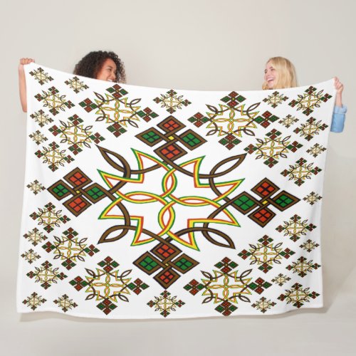 Ethiopian Cross Meskel Fleece Blanket