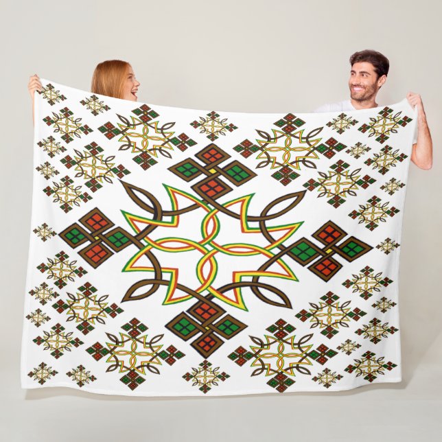 Ethiopian Cross Meskel Fleece Blanket (In Situ)