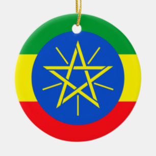 Ethiopian Flag Ceramic Ornament