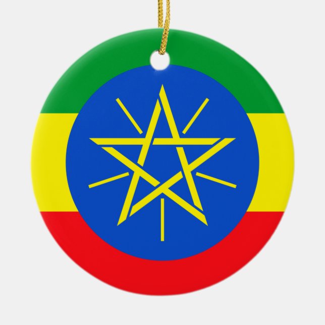 Ethiopian Flag Ceramic Ornament (Front)