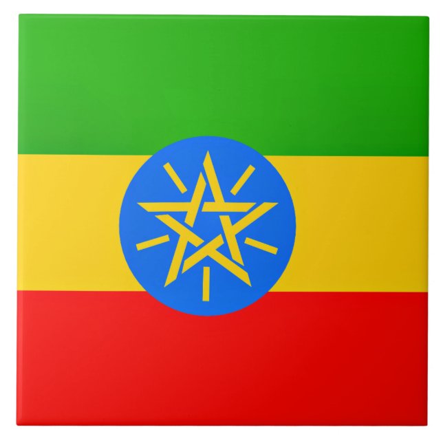 Ethiopian flag ceramic tile (Front)