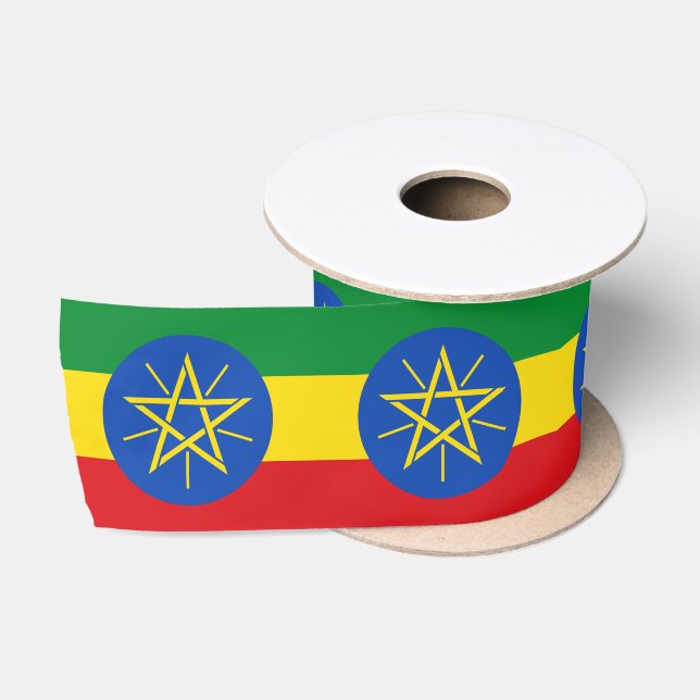 Ethiopian Flag & Ethiopia travel, holiday /sport Satin Ribbon (Spool)