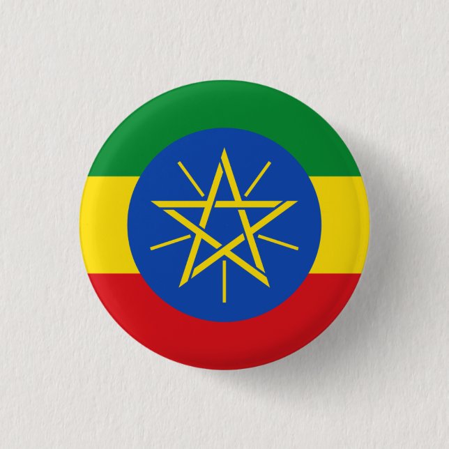 Ethiopian Flag, Flag of Ethiopia Button (Front)
