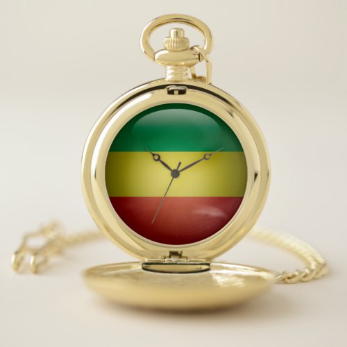 Ethiopian Flag  Rasta Flag  Pocket Watch