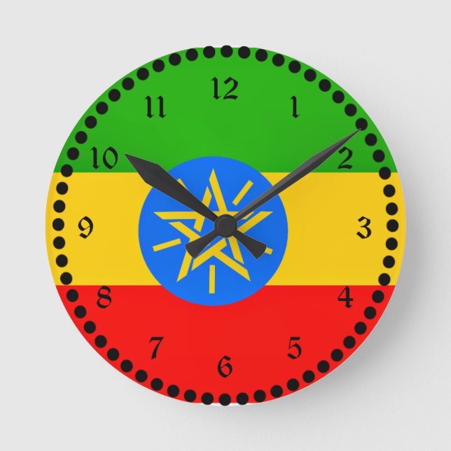 Ethiopian flag round clock (Front)