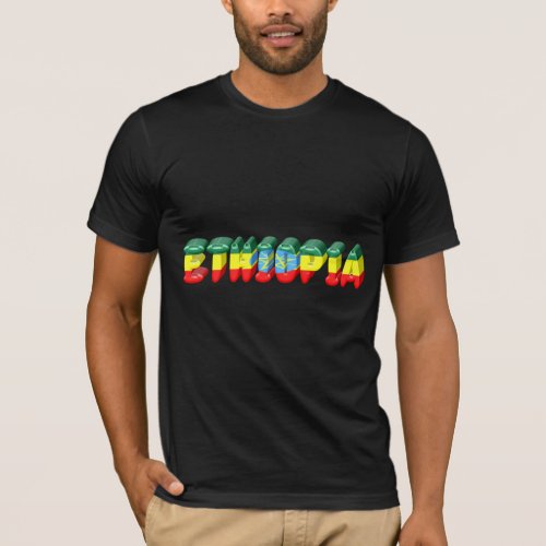 Ethiopian Flag With Background Text T_Shirt