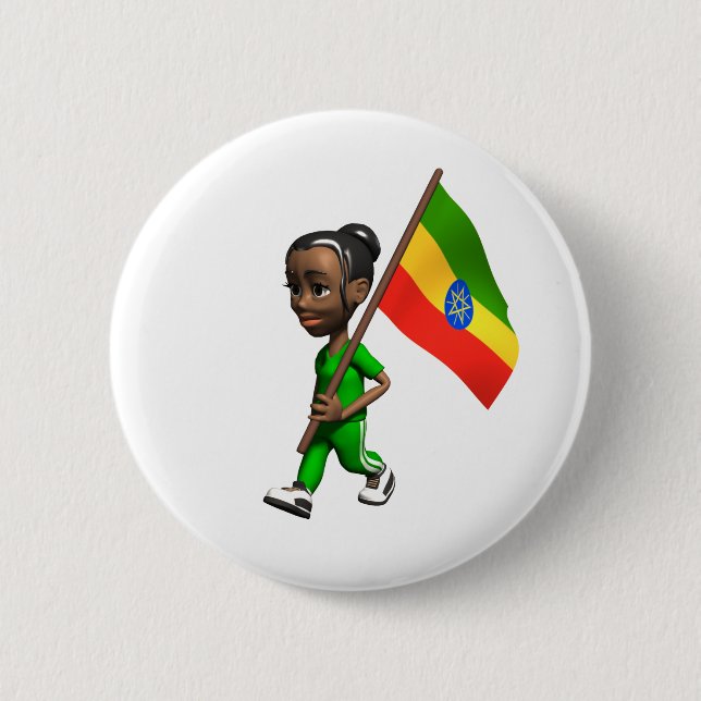 Ethiopian Girl Pinback Button (Front)