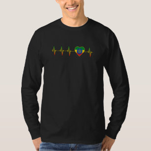 Ethiopian Heartbeat I Love Ethiopia Flag Heart T-Shirt