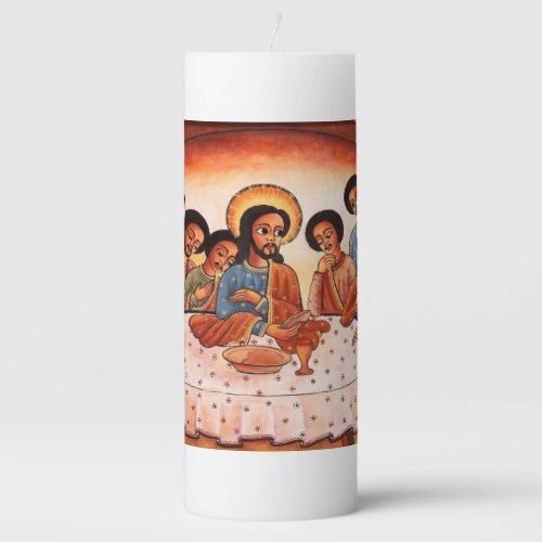 Ethiopian Icon of The Last Supper Pillar Candle