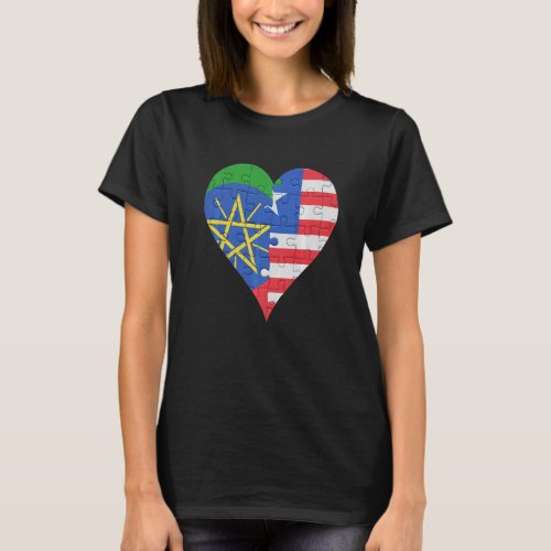 Ethiopian Liberian Flag Heart T_Shirt