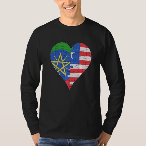 Ethiopian Liberian Flag Heart T_Shirt