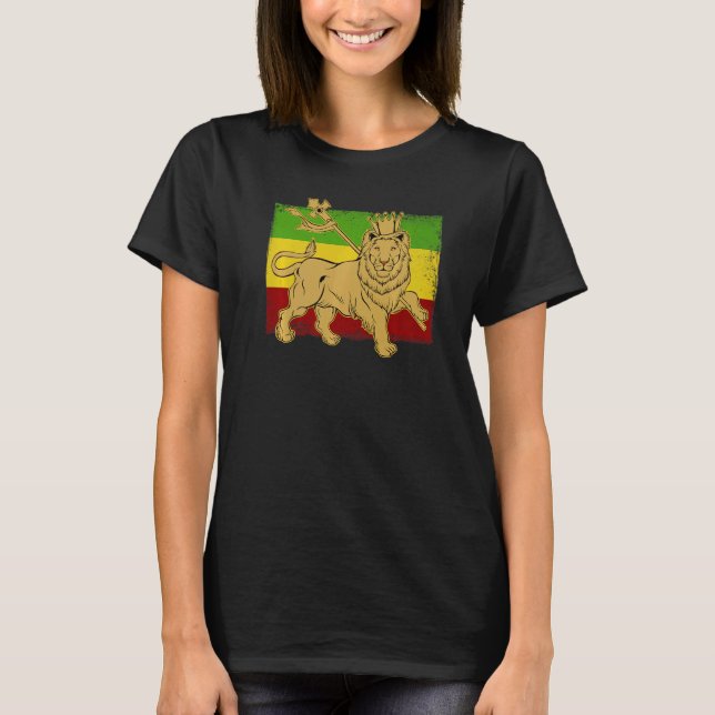 Ethiopian Lion Ethiopia Flag Reggae Jamaican Conce T-Shirt (Front)